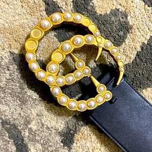 COPY - GUCCI MARMONT BELT WITH PEARLS BLACK WIDE WAIST BELT FITS LARGE